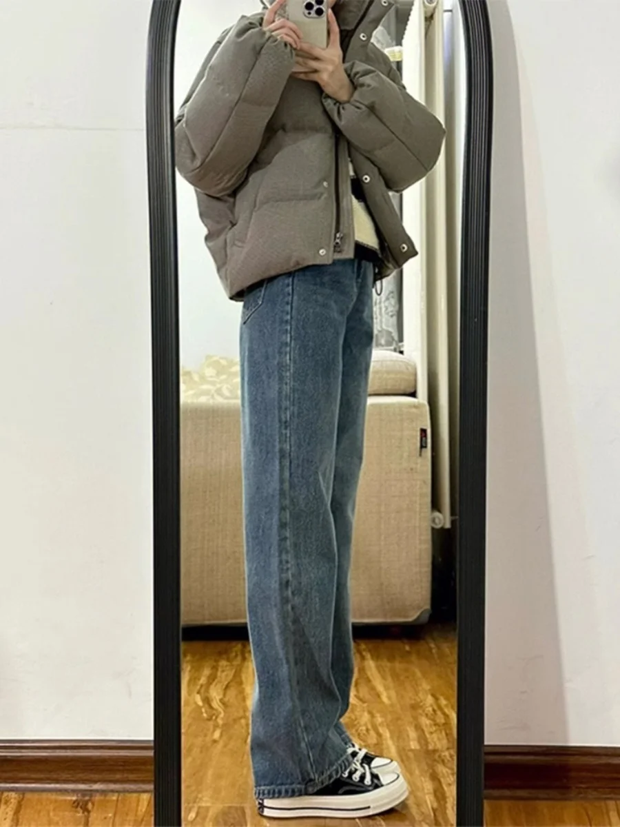 Pantalones vaqueros de pierna recta de cintura alta para mujer primavera otoño nuevo Sle talla grande pantalones largos sueltos de pierna ancha moda Vintage Waed