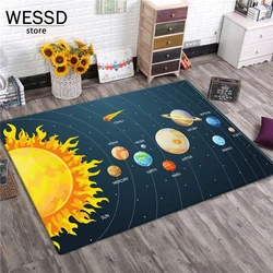 3D Planet Kid Rug Bedroom Cartoon Solar System Soft Carpet For Baby Universe Space Rug Decor For Children's Room Play Mat