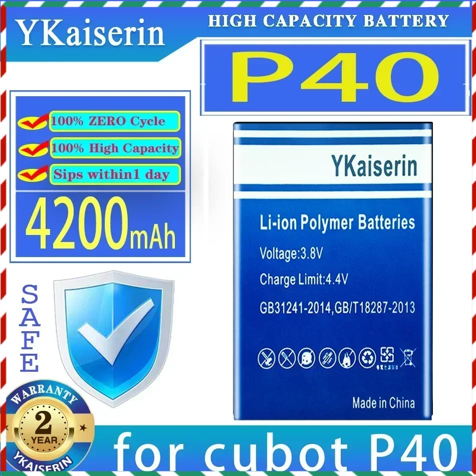 YKaiserin Cubot P40 휴대폰용 교체 배터리, 4200mAh, P 40 (J9)