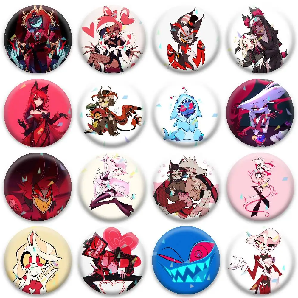 

Hazbin Hotel HH Dark Comedy Adult Animation Badges Niche Design Brooch for Backpack Lapel Pins Creative Accessories