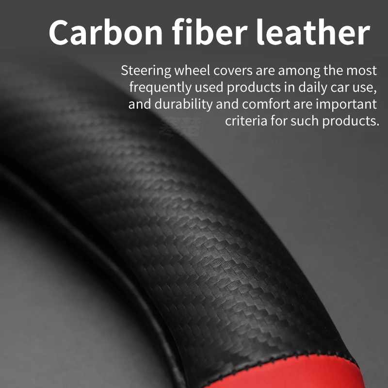 For Opel OPCline ASTRA CORSA INSIGNIA MOKKA VECTRA GTC Tigra Carbon fiber Leather Car Steering Wheel Cover Anti-Slip Accessories - view 6