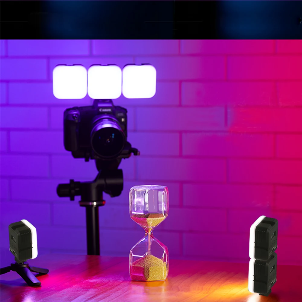 Mcoplus mini RGB كامل اللون LED الفيديو الضوئي إضاءة الكاميرا التصوير ملء الضوء مع 3 حذاء بارد 2500-9000K 2000mAh CRI95 +