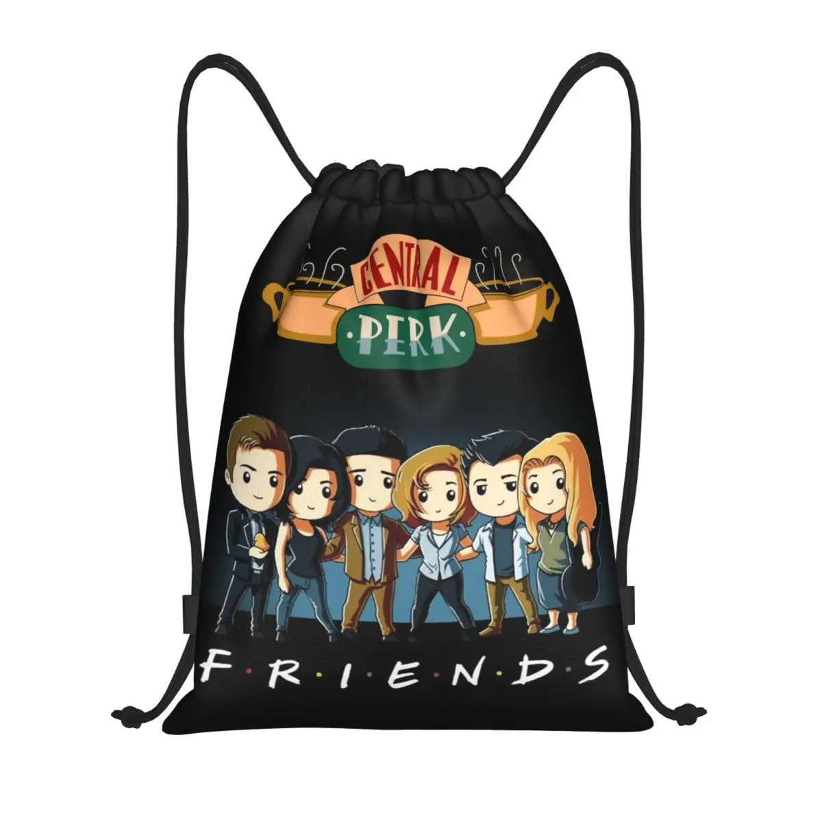 

Custom Cartoon Friends Characters Drawstring Bag Men Women Portable Sports Gym Sackpack TV Show Training Storage Backpacks