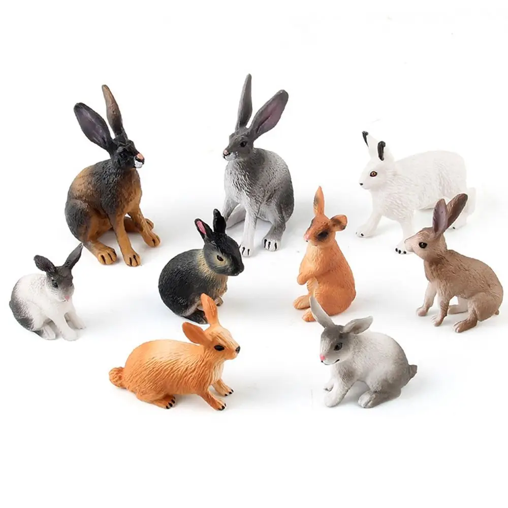 Realistic Kids Gift Simulation Rabbit Simulated Zoo Desktop Ornaments Rabbit Model Animal Figurine Educational Toys Home Decor