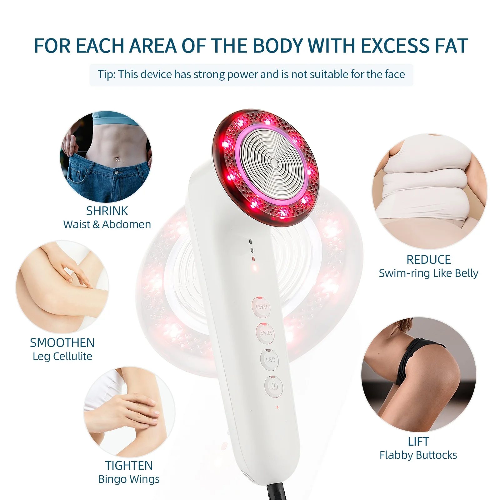 Foreverlily Portable 40K Cavitation Ultrasonic Mini Body Slimming Machine Anti-Cellulite Fat Burner 7 Colors Photon Body Slimmer