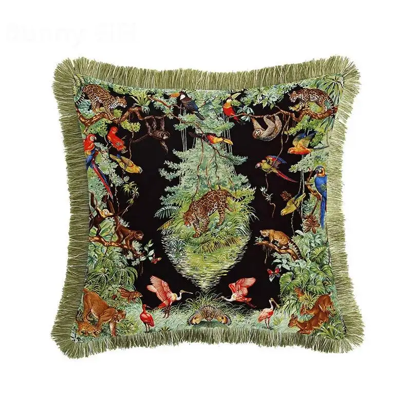 Luxury Leopard Series Euro Style Cushion Covers With Tassels Modern Soft Velvet Decorative Throw Pillow Cases For Sofa Bed Decor