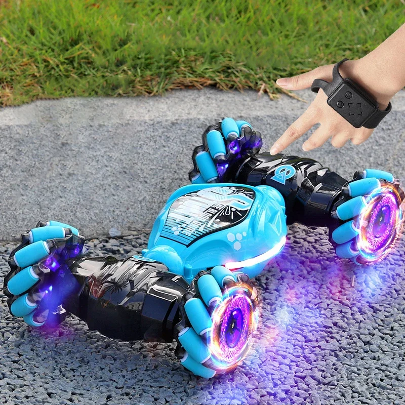 4WD RC Drift Car with Dual Control - 2.4G Gesture & Radio Remote, Music LED Lights, 360° Rotating Climbing Toy Gift