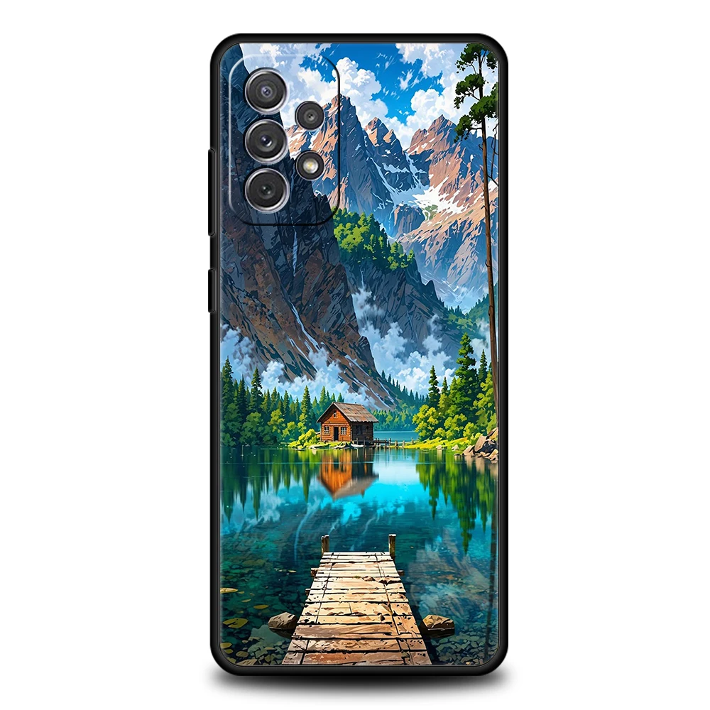 Samsung A15 A13 A35 A55 A51 A71 A41 A31 A21S A03S A05 A17 A23 A25 A33 A53 A73 5G A07 4G用ケース、風景柄、日本シリーズ