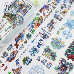 JIANWU 4 Rolls/set Punk Vintage Christmas Character Landscaping Material Collage Tape Creative DIY Journal Stationery