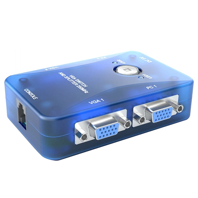 250MHz 2 Input 2 Output VGA Splitter Switch Connector Support 1920x1440 High Resolution HD MT-202S US Plug-TCES