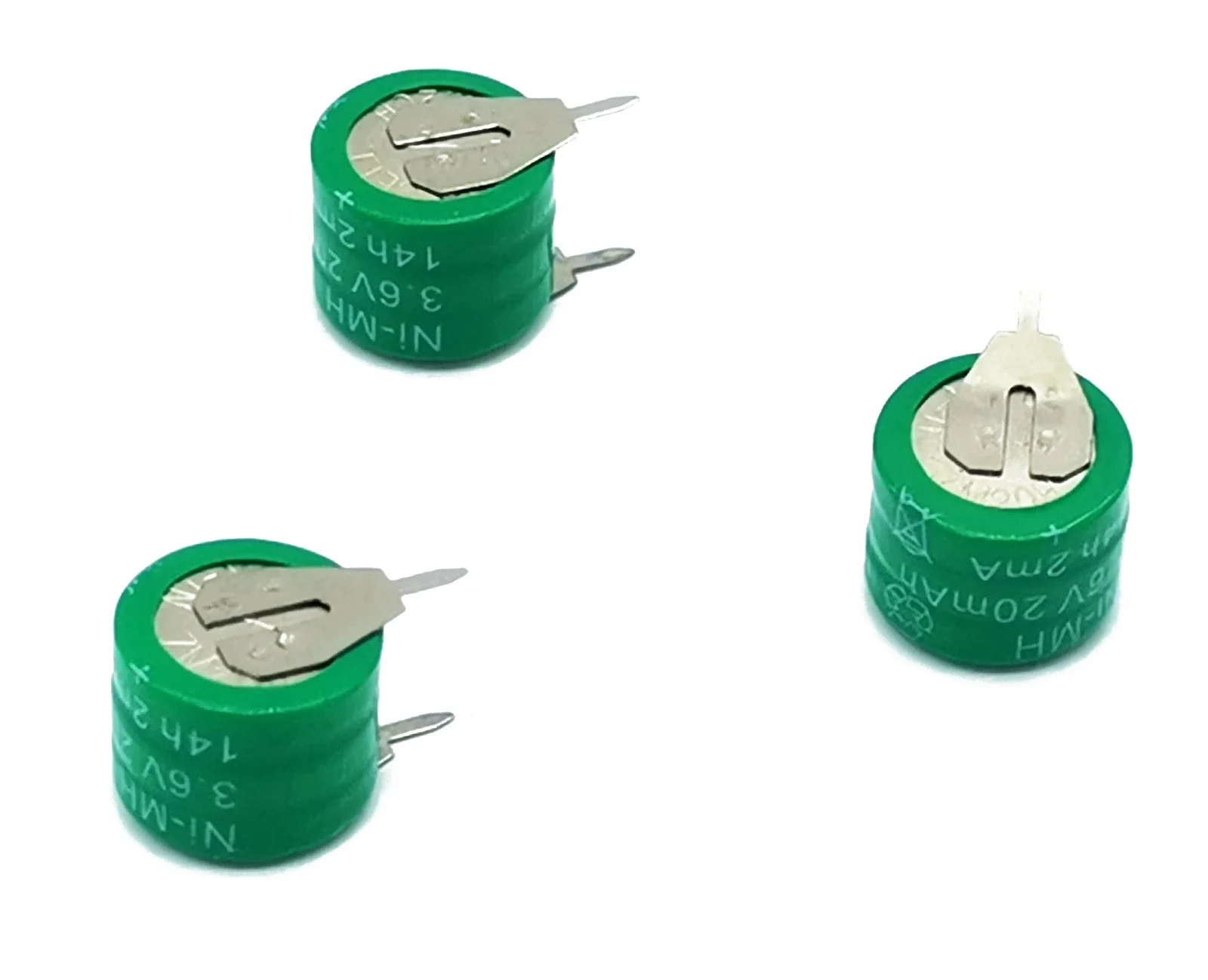 3x Ni-MH Button Rechargeable Battery w/tabs 3.6V 20MAH For PLC Data backup power