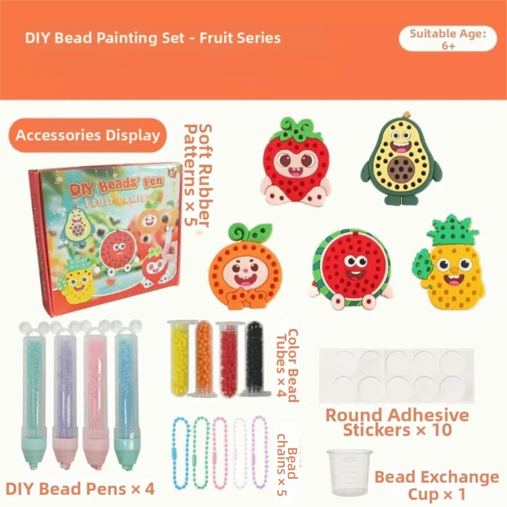 Rainbow Bow Handmade Set Beads Pen Creative Production Sticker Set Handmade Bead Painting Ballpoint Pen Painting Princess Theme