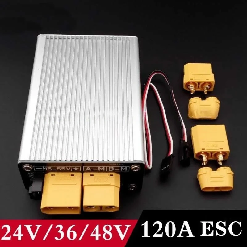 10V-60V Bidirectional Brushed ESC 3S-12S High Voltage for Tank/Tracked Vehicle/Ship Model