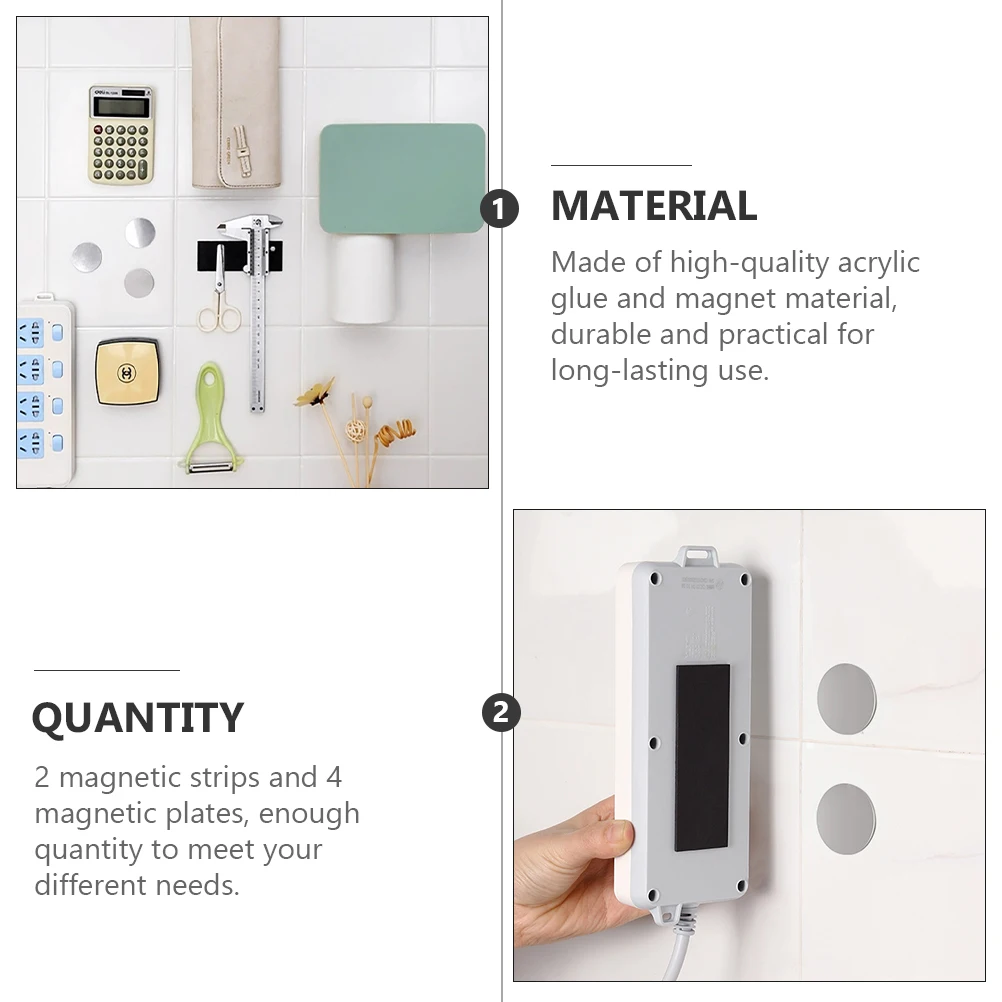1 conjunto de fitas magnéticas adesivas, tiras magnéticas reutilizáveis para utensílios de cozinha, suporte para caixa de tecido, armazenamento de oficina, fácil instalação, sem broca