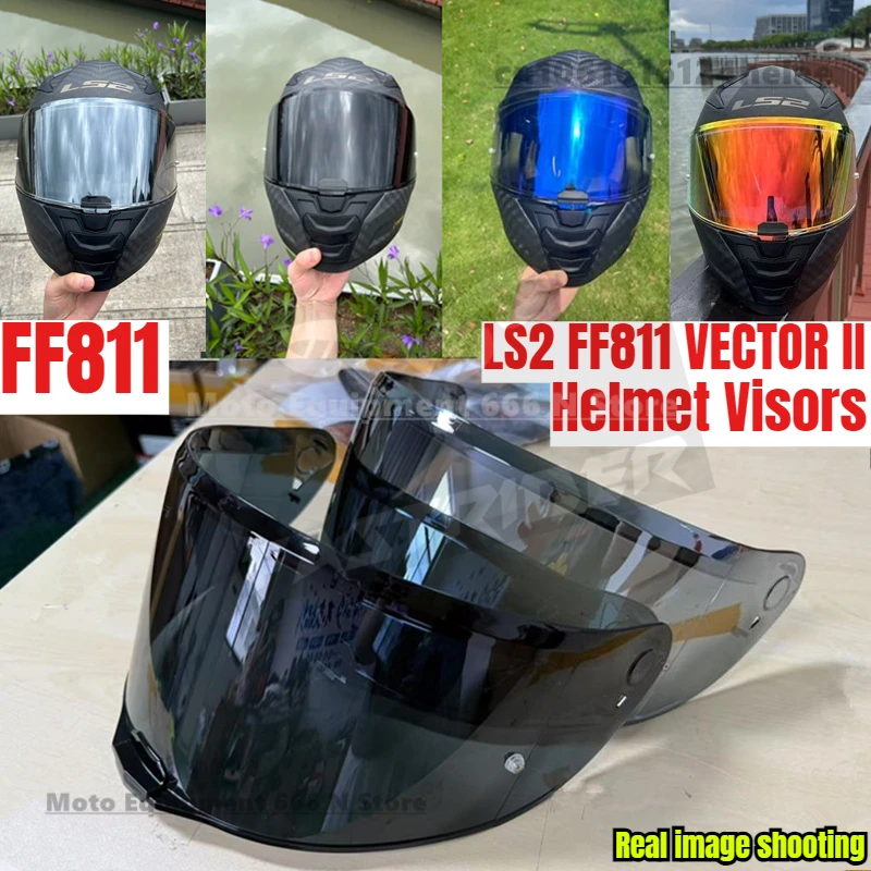 

LS2 FF811 VECTOR II Helmet Visors Full Face Motorcycle Helmet HD Color Lens Black Silver Visor, Anti Fog Sticker