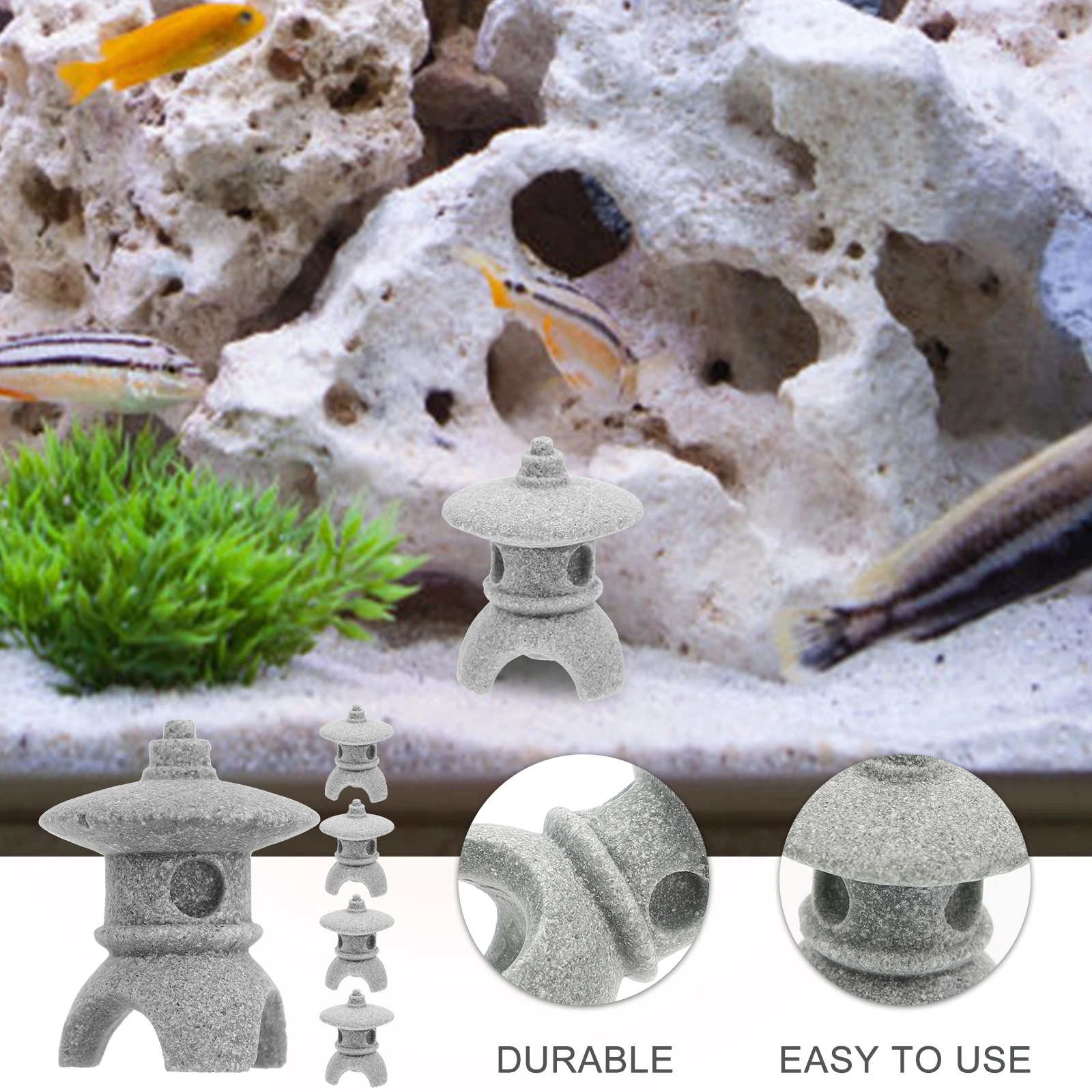 

5 Pcs Landscape Pavilion Bonsai Decoration Landscaping Miniature Decorations Garden Accessories Sandstone Statue Micro