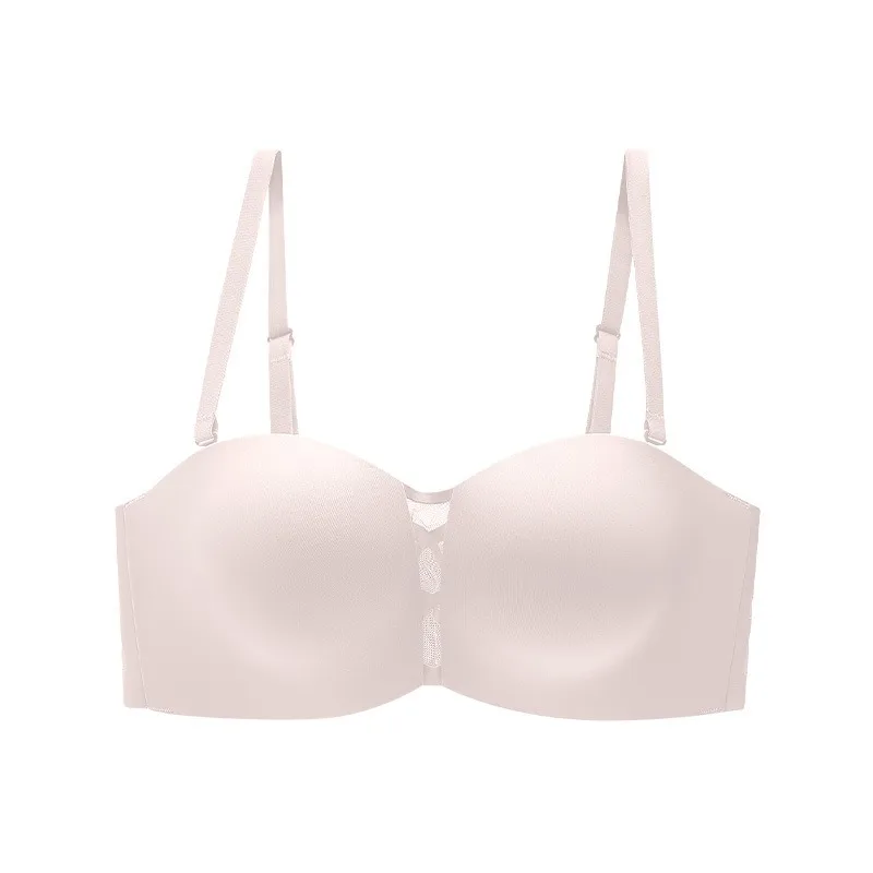 

Сексуальный нескользящий бюстгальтер без бретелек с фиксированной чашкой, нижнее белье машинной стирки, женское однотонное плотное нижнее белье, невидимая мягкая поддержка груди