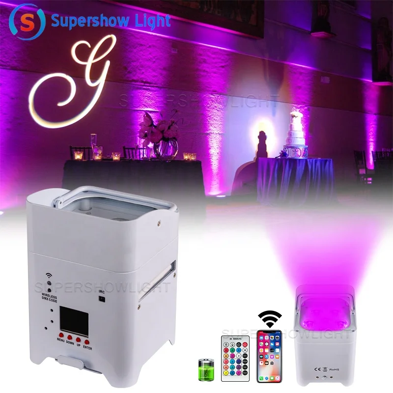 Heißer Verkauf Wiederaufladbare 6x18 watt 6 in 1 RGBW UV Led Uplights Bühne Par Party Batterie Betrieben drahtlose Par Led Hochzeit Dj Uplights