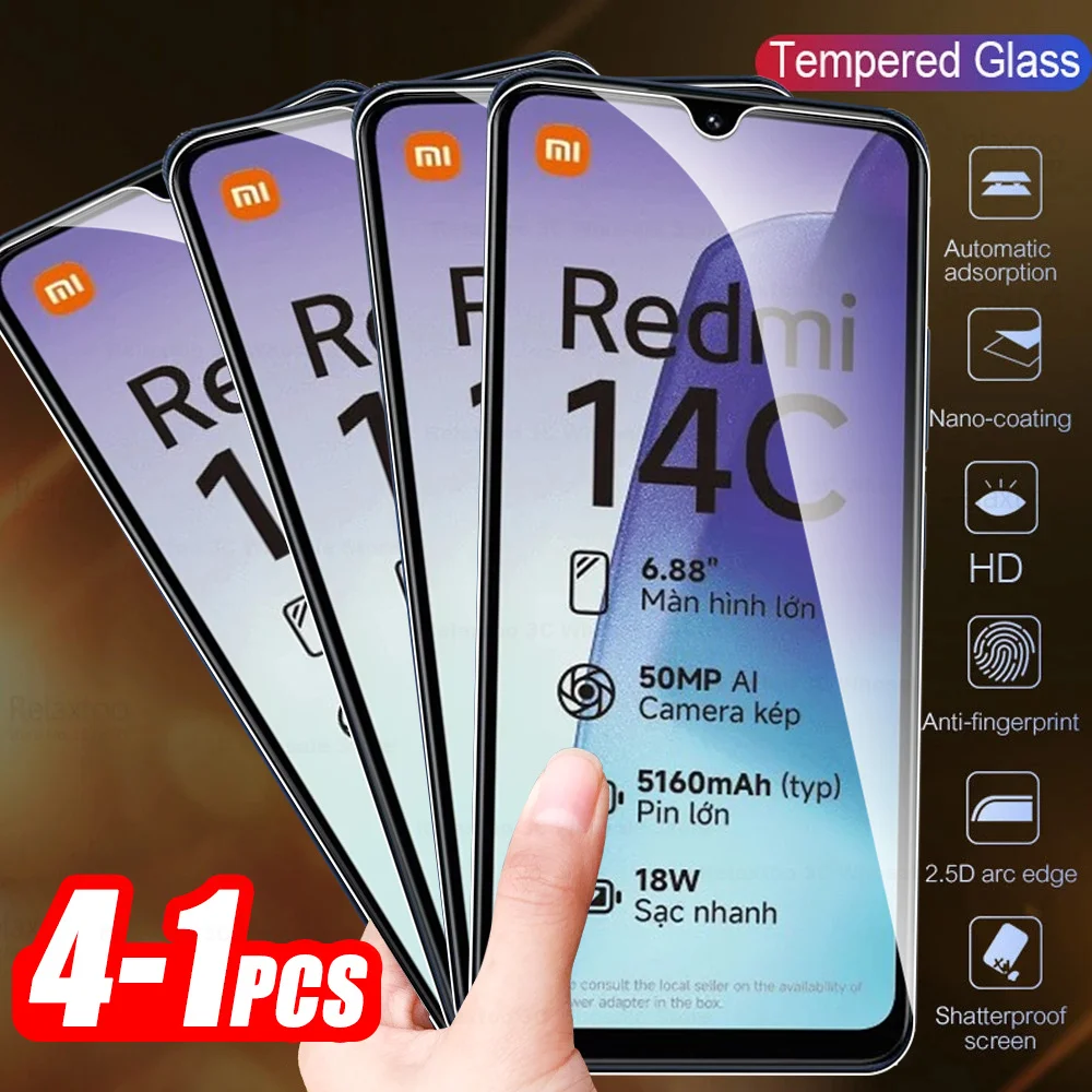 1-4PCS HD Screen Protector For Xiaomi Redmi 14C 4G 2024 Protective Glass Readmi 14C 14 C C14 Redmi14C 6.88 inches Tempered Flim