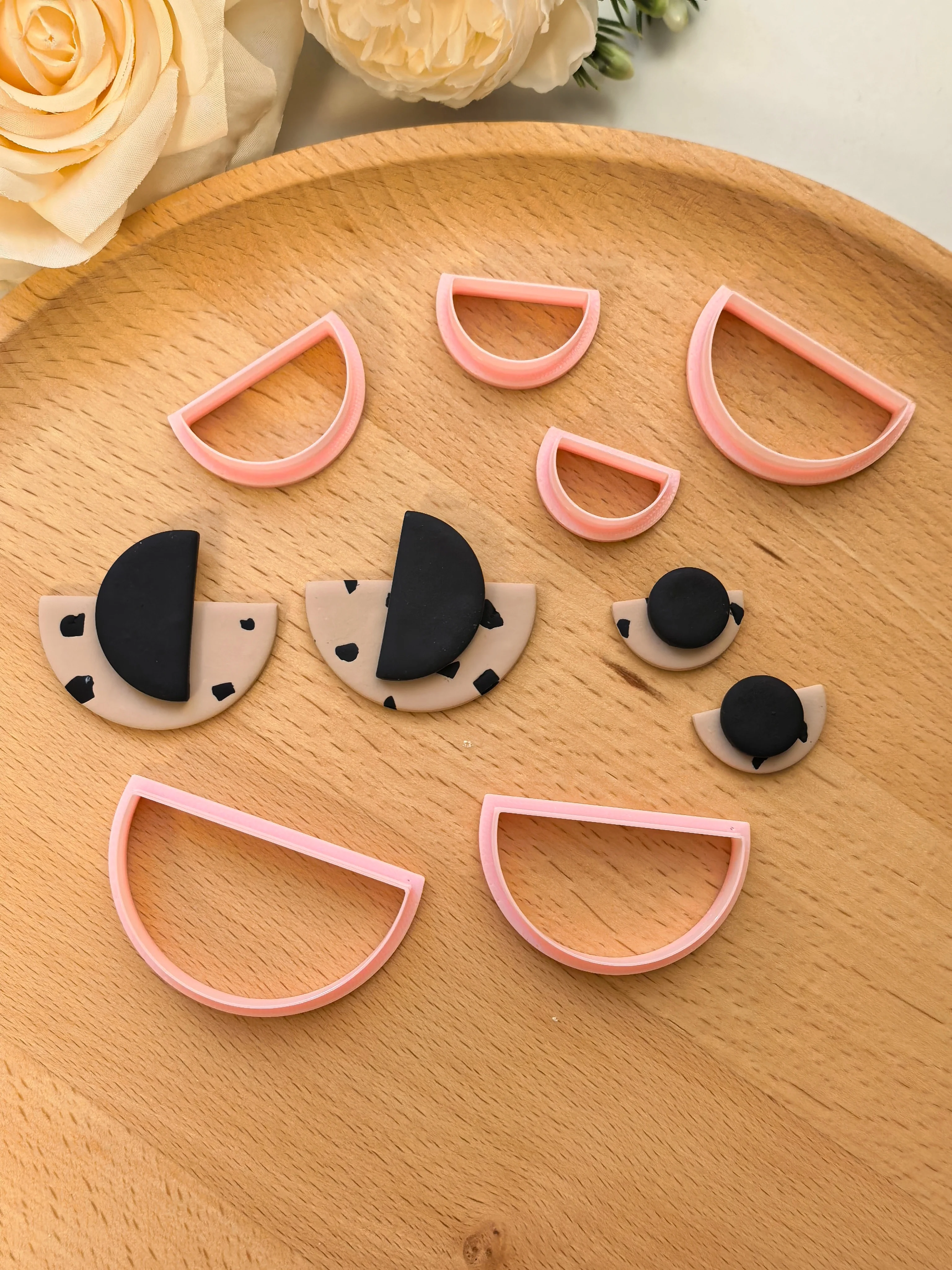 Semicircle Soft Ceramic Earring Mold Polymer Clay Cutter DIY Handmade Jewelry Pendant Quick Modeling Cutting Tool