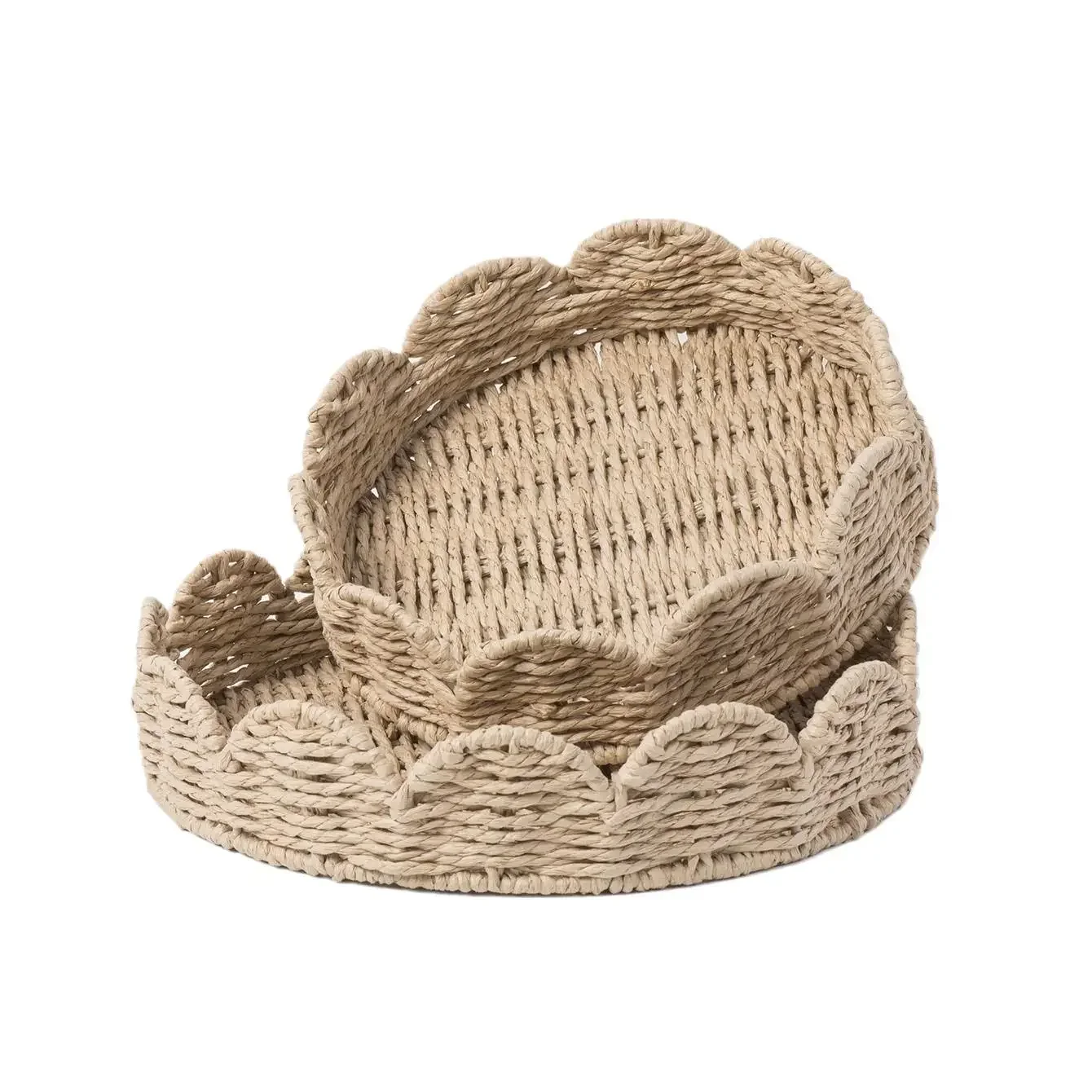 Hand-woven Paper Rope Storage Basket Retro Home Furnishings Desktop Sundries Storage Bathroom Hotel Decoration Wicker Basket