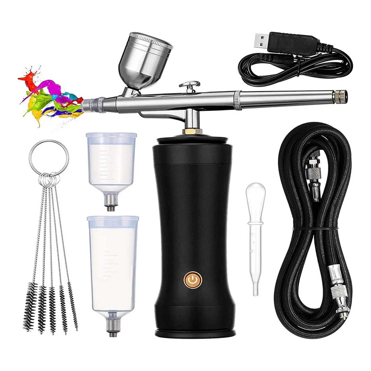 

Airbrush Kit with Compressor,30PSI Cordless AirbrushGun Kit with Air Hose Rechargeable Handheld Airbrush Set for Cake B