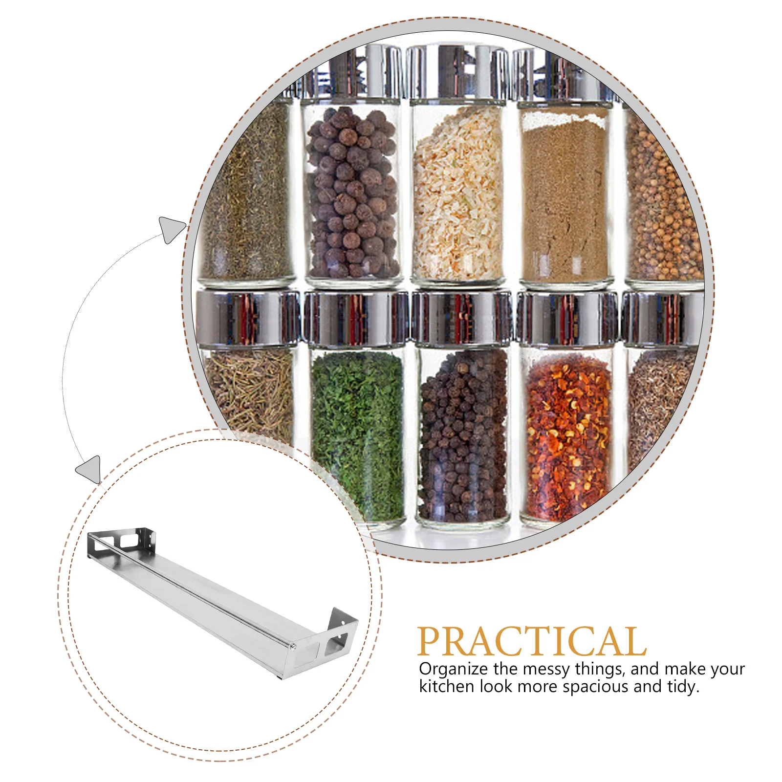 

Stainless Steel Wall Mounted Spice Strong Kitchen Shelf Organizer Pantry Storage Narrow Wall Shelf Hanging Spice Rack