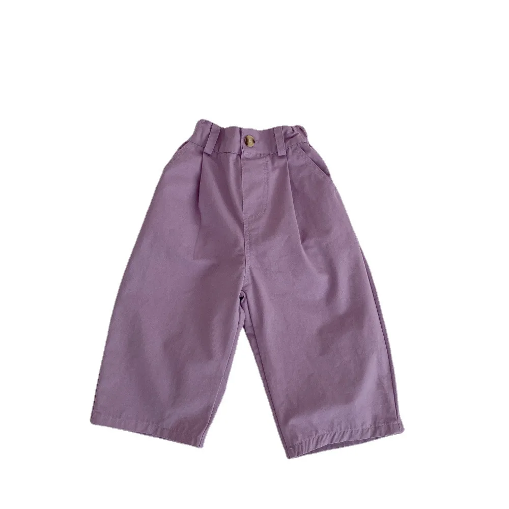 2024 Ins primavera autunno bambini ragazze pantaloni cotone caramella colore neonata pantaloni Stright allentati neonate pantaloni gamba larga abiti