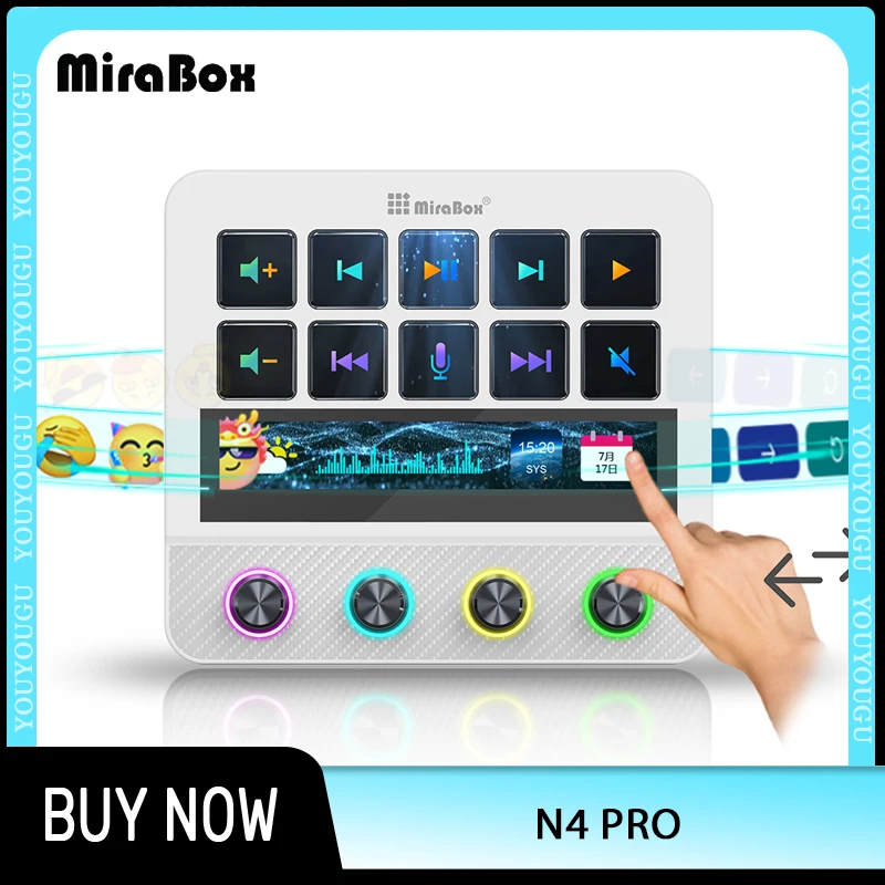 

Mirabox N4 Pro Stream Deck Visual Macro Keyboard Double Dynamic Layer Touch Bar Adjustable Stand Multifunctional Keyboard Gifts