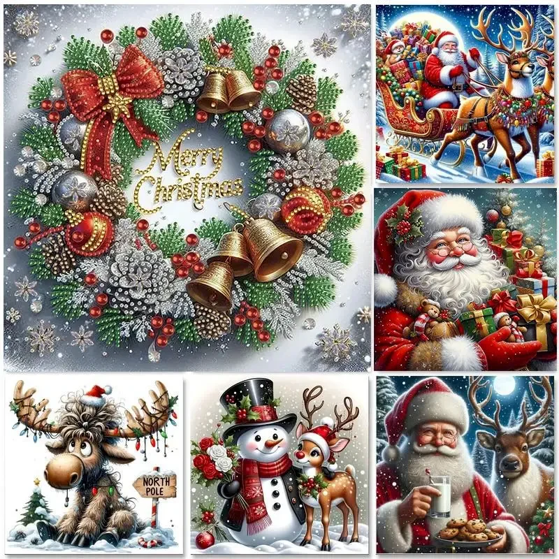 New 2D Flat Christmas Snowman Reindeer Car Stickers Waterproof for Auto Windows Motorcycle Refrigerators Universal Vinyl Decals