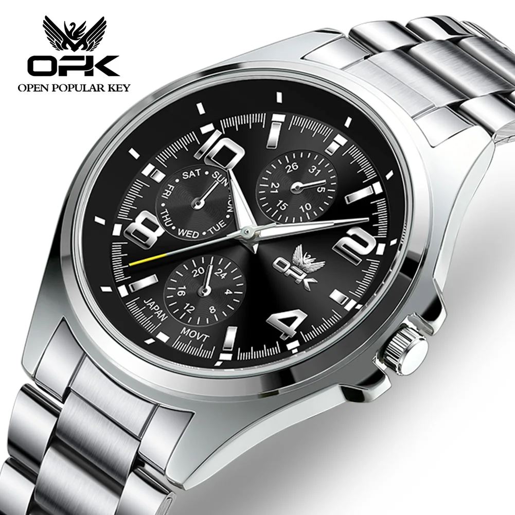 

OPK 6017 Original Men's Quartz Watch Luxury Stainless Steel Waterproof Luminous Classic Digital dial Men Watch Reloio Masculino