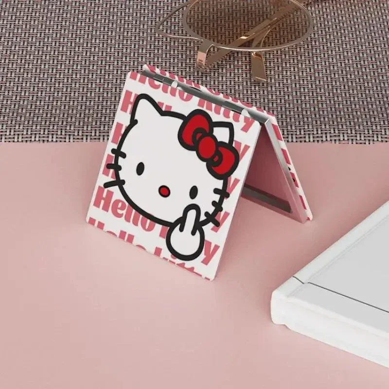 Kawaii Sanrio Hellokitty Makeup Mirror Portable Foldable Double-Sided High-Definition Cute Sweet Student Dormitory Small Mirror