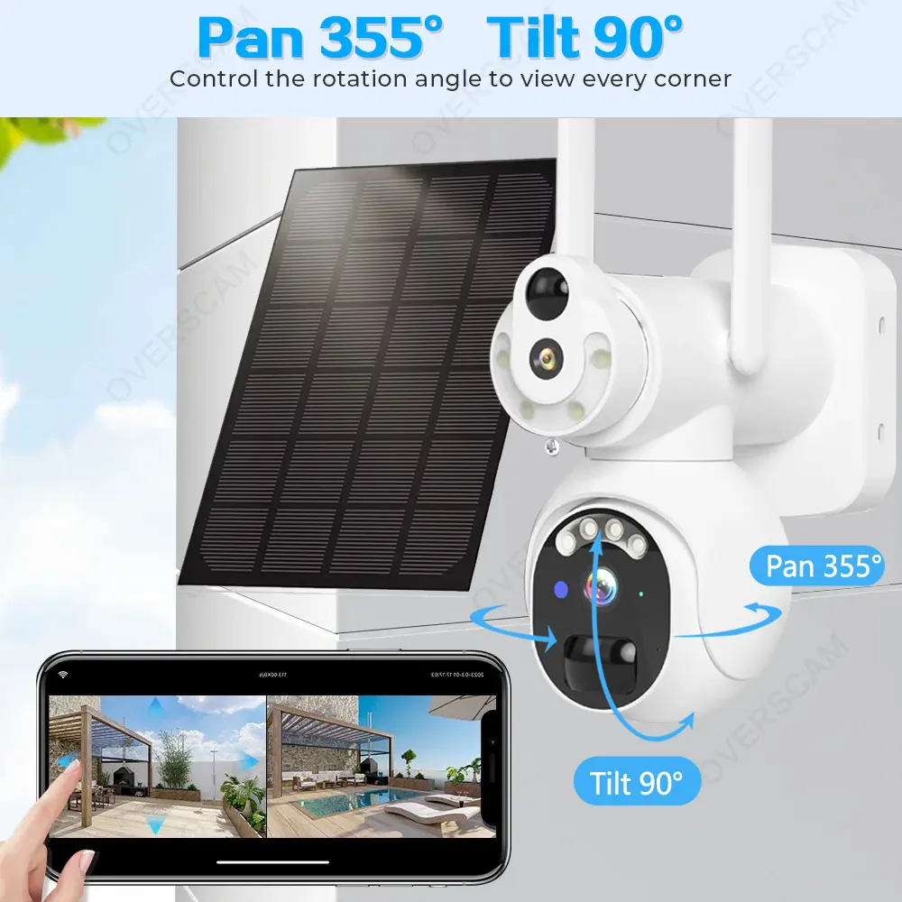 4G SIM Solar Security Cameras Wireless Outdoor 8MP 4K HD Video Surveillance Color Night Vision Human Auto Tracking Gift SIM Card