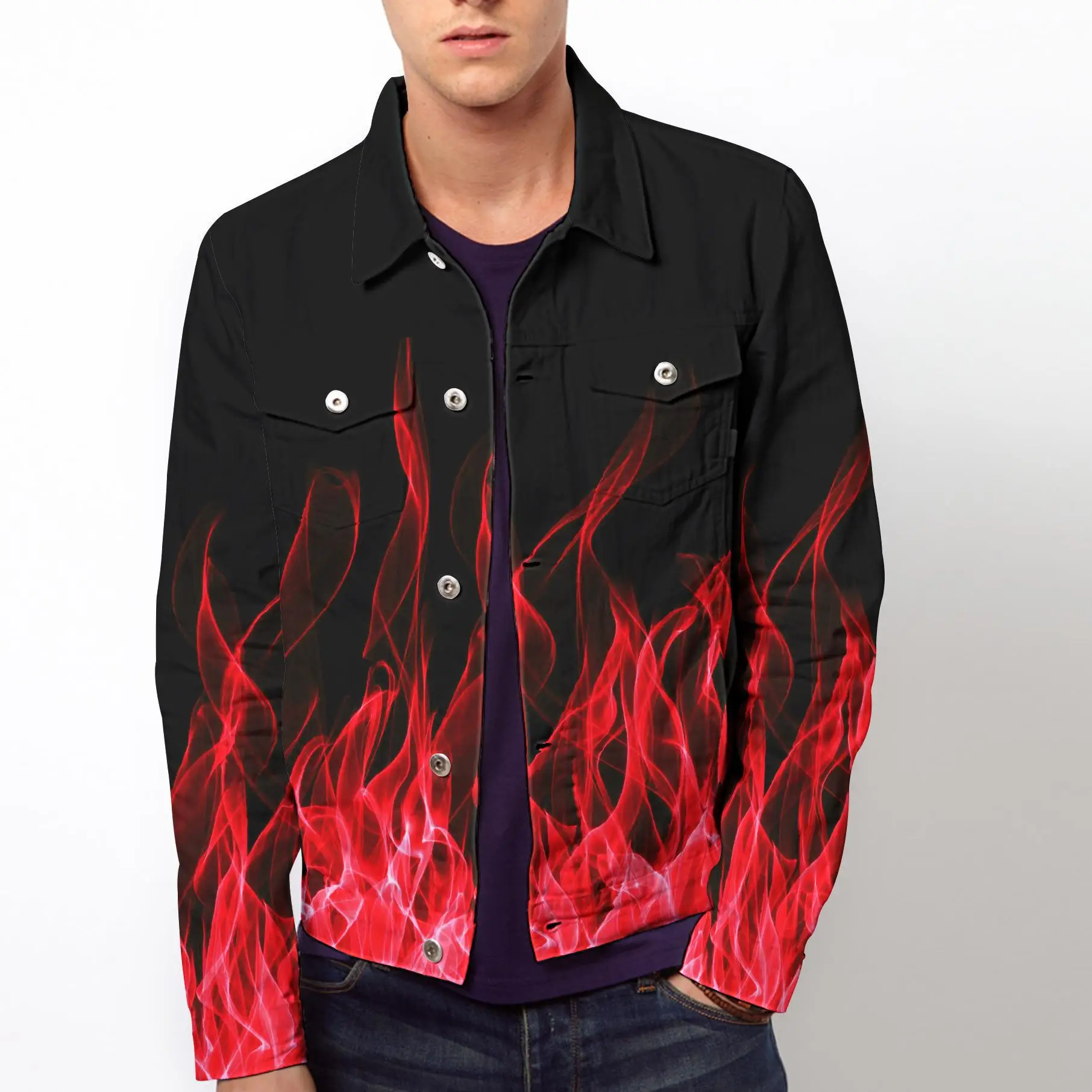 

The New Men's Jacket For Fall 2022 Is 3d Printed Flame Wind Sports Casual Workwear Lapel Men's Jacket