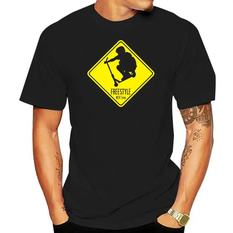 Fashion Design Gratis Verzending Scooter Freestyle Bord Bedrukt S T-Shirt Print Ronde Hals Man