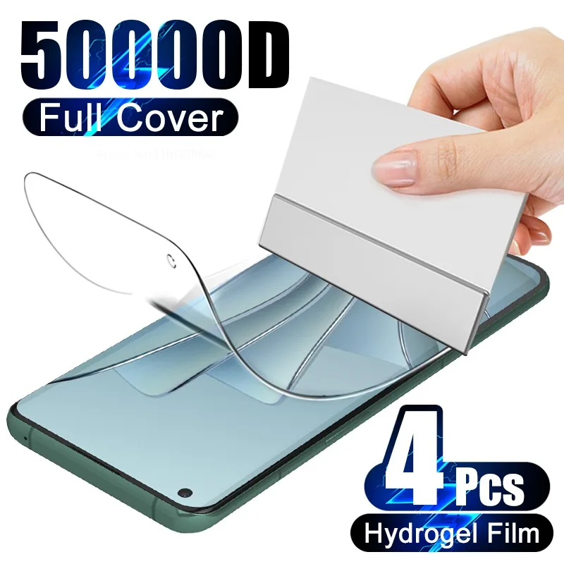 4Pcs Full Cover Curved Hydrogel Film For OnePlus 10 Pro Screen Protector 11 9R 9 8T 8 7T 7 Pro Nord 2 6T 6 Accessories Not-Glass