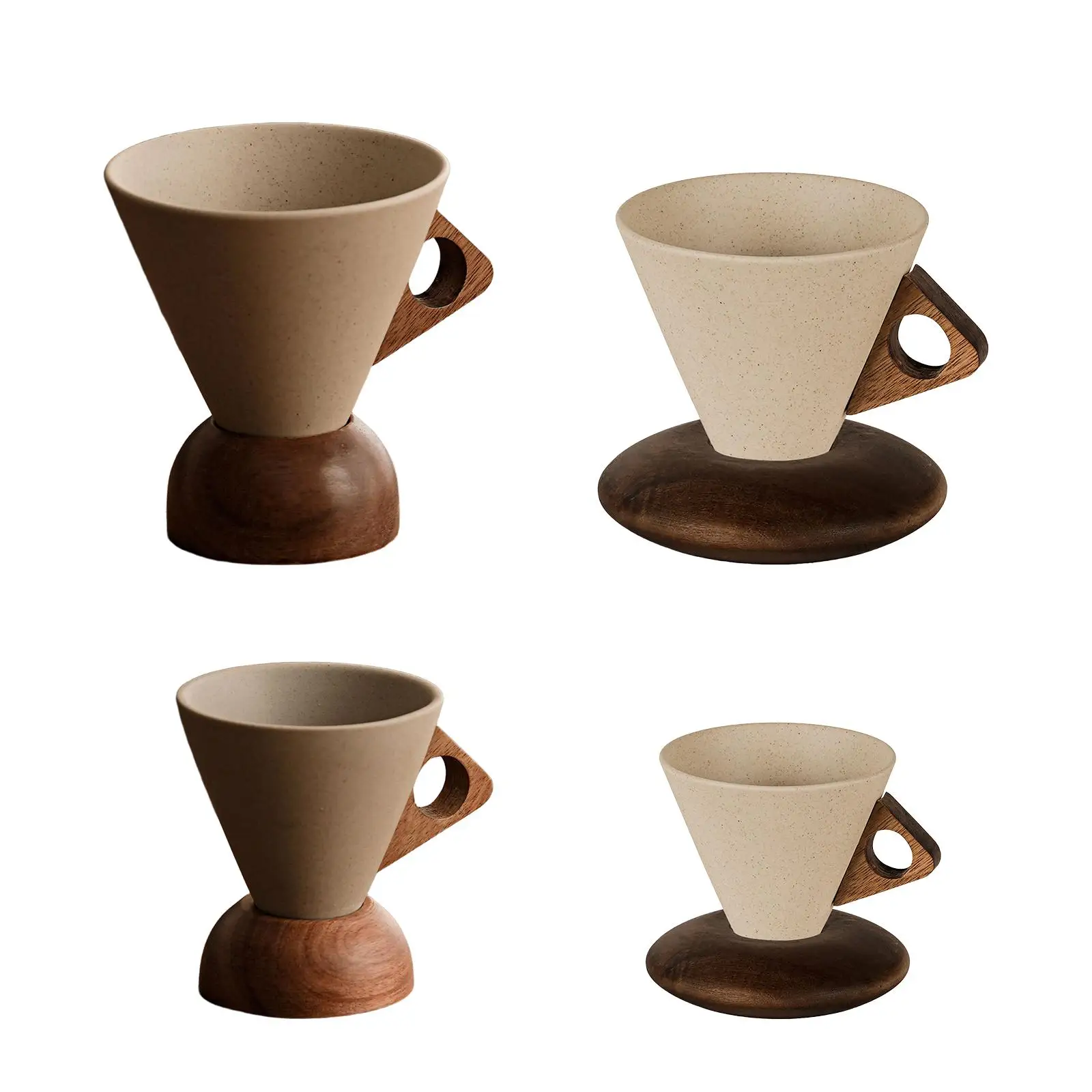 Funnel Shaped Coffee Mug Traditional Classic Drinkware with Base Espresso Cup for Dorm Travel Hotel Cafe Tea Ceremony Party
