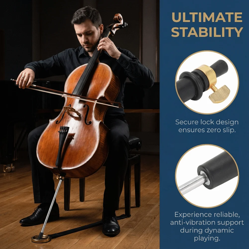 ​Retractable Cello Tailrod​ ​Adjustable 40cm Length​ ​Cello Tail Rod End Pin​ Black ​Cello Endpin​ for 1/2-1/8 Size Cello