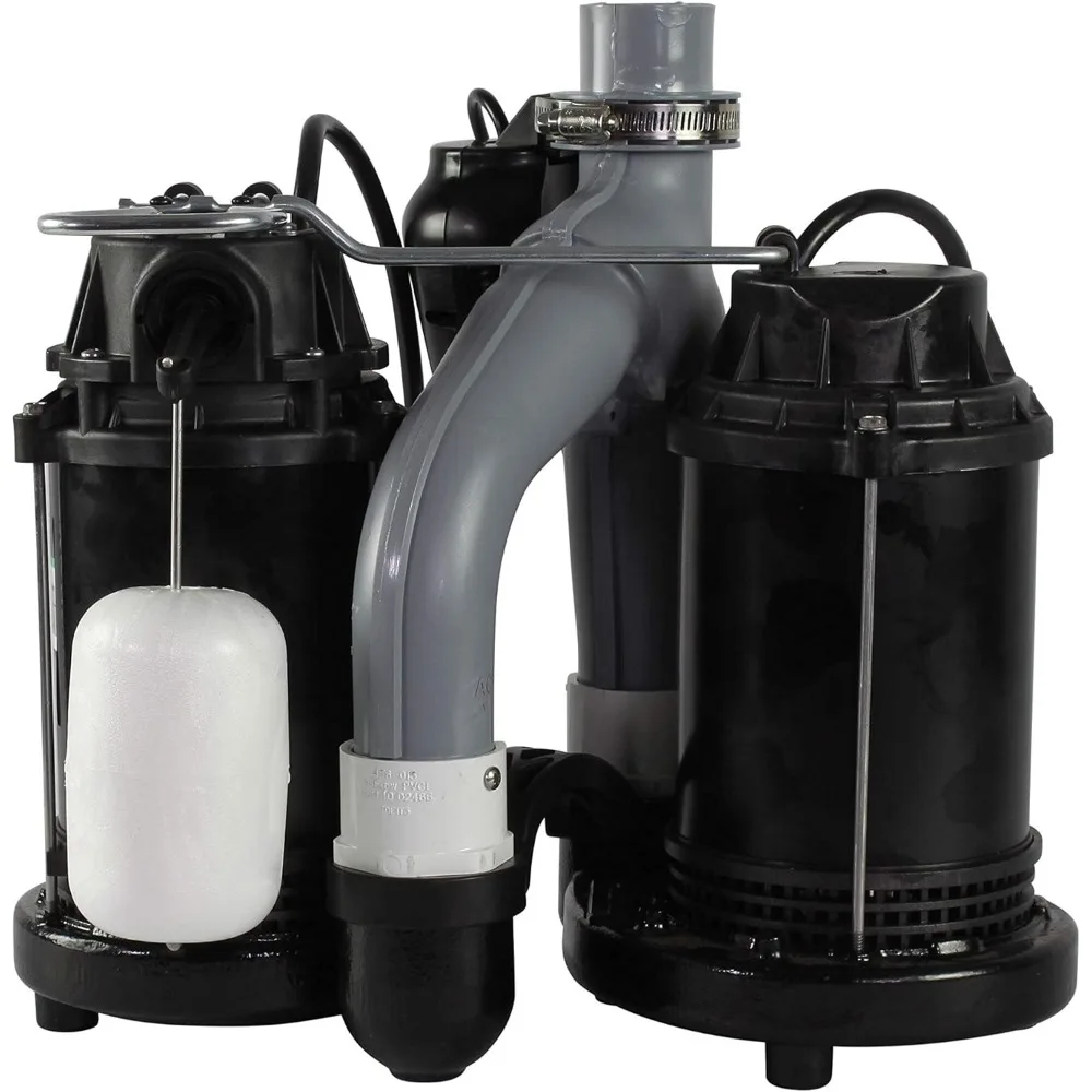 1/2 HP Basement [Sump] [Pump] System with Integrated Vertical Float Switch and 12 Volt [Battery] Back Up Capability