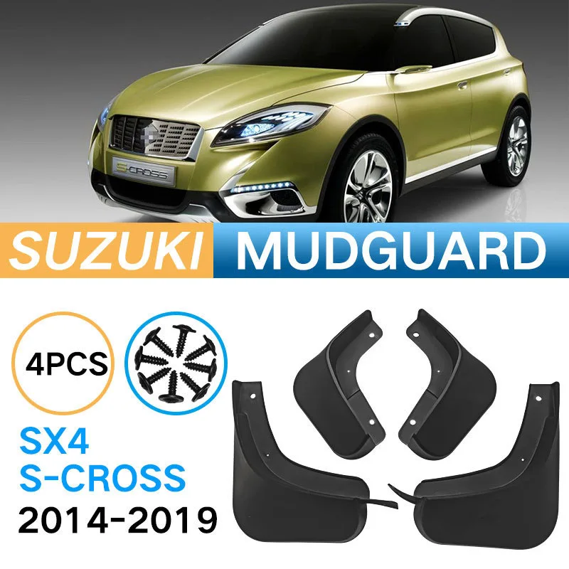 Vehicle Wheel Mud Guards Suitable for Suzuki 2014–2019 SX4 S-CROSS Auto Mud Flaps