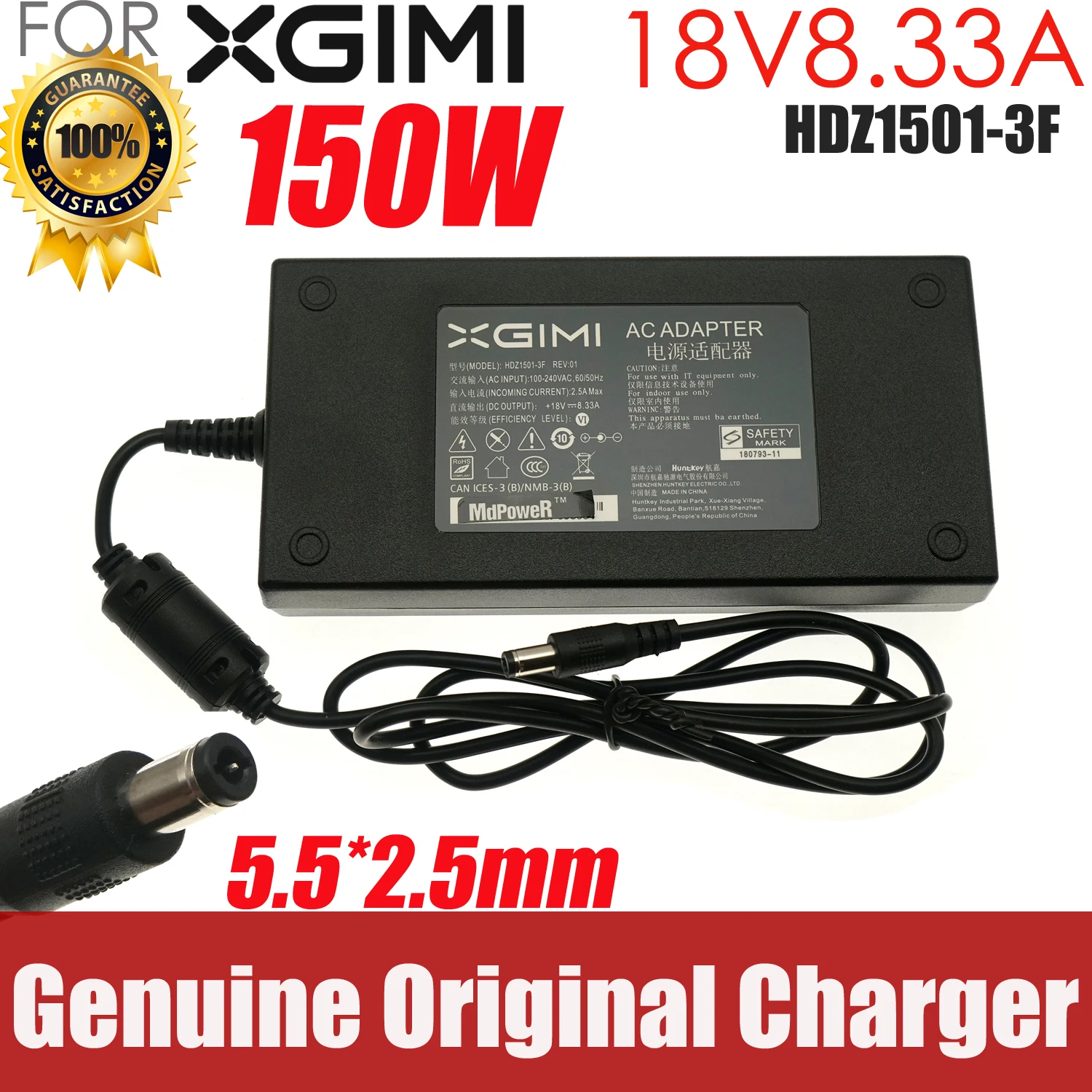

Genuine 18V 8.33A 150W AC Power Adapter Charger HDZ1501-3F For XGIMI Harman Kardon H2 Projector Power Supply Original