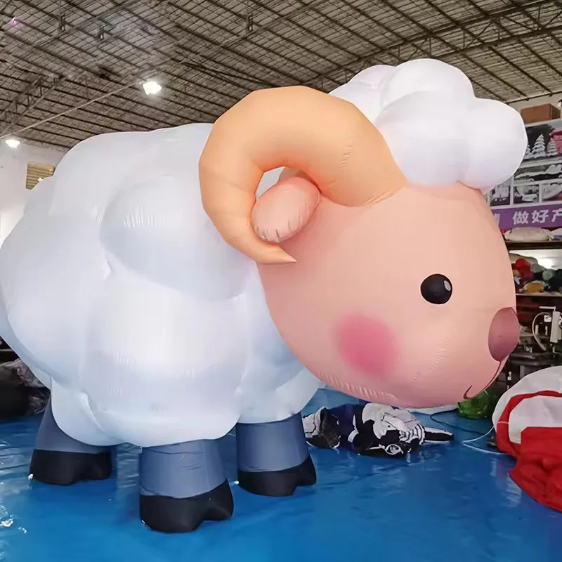 Inflatable animal model sheep curly sheep, birthday party, amusement park use