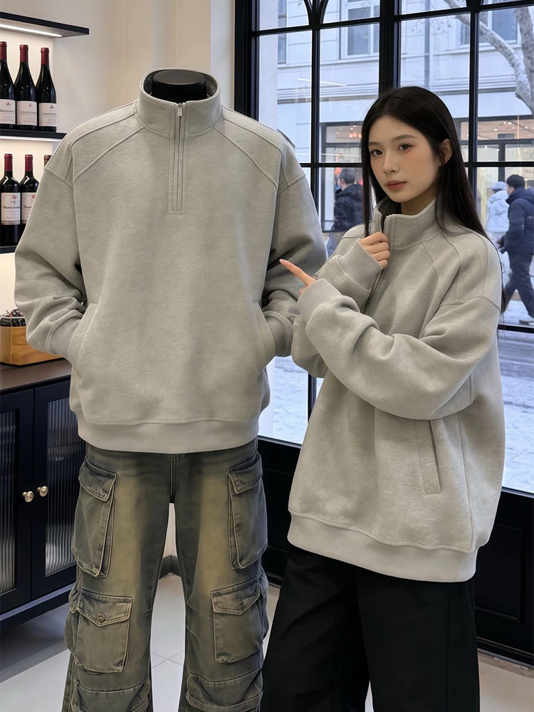 

Мужская толстовка на молнии ay Cleanfit: модная, высококачественная верхняя одежда с американским воротником, длинными рукавами, термоэффектом и свободным кроем для весны