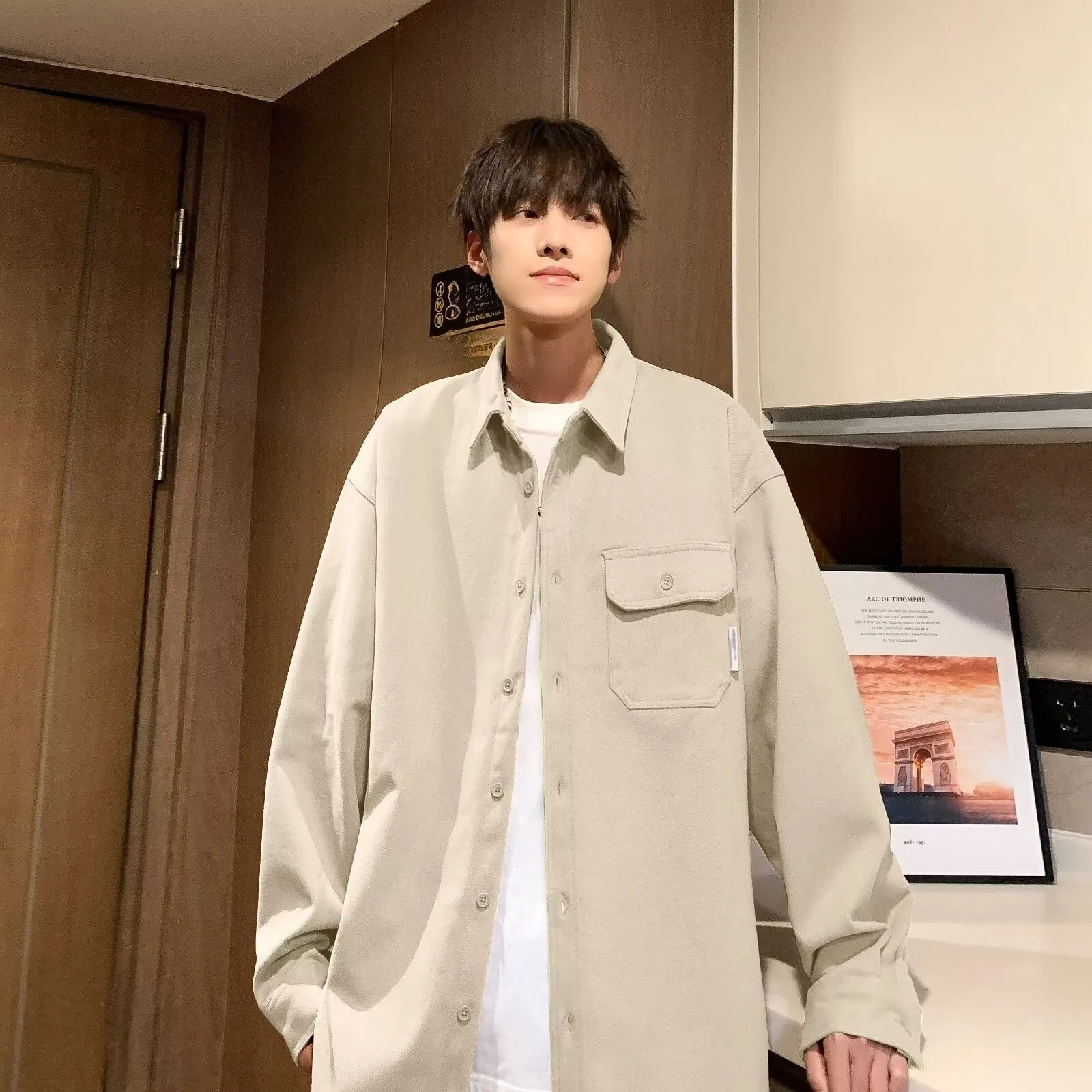 

Autumn Winter Large Size 250 Pou Youth irt Faionable Casual Long Sve Artistic Simple Harajuku Trendy Outerwear Jaet