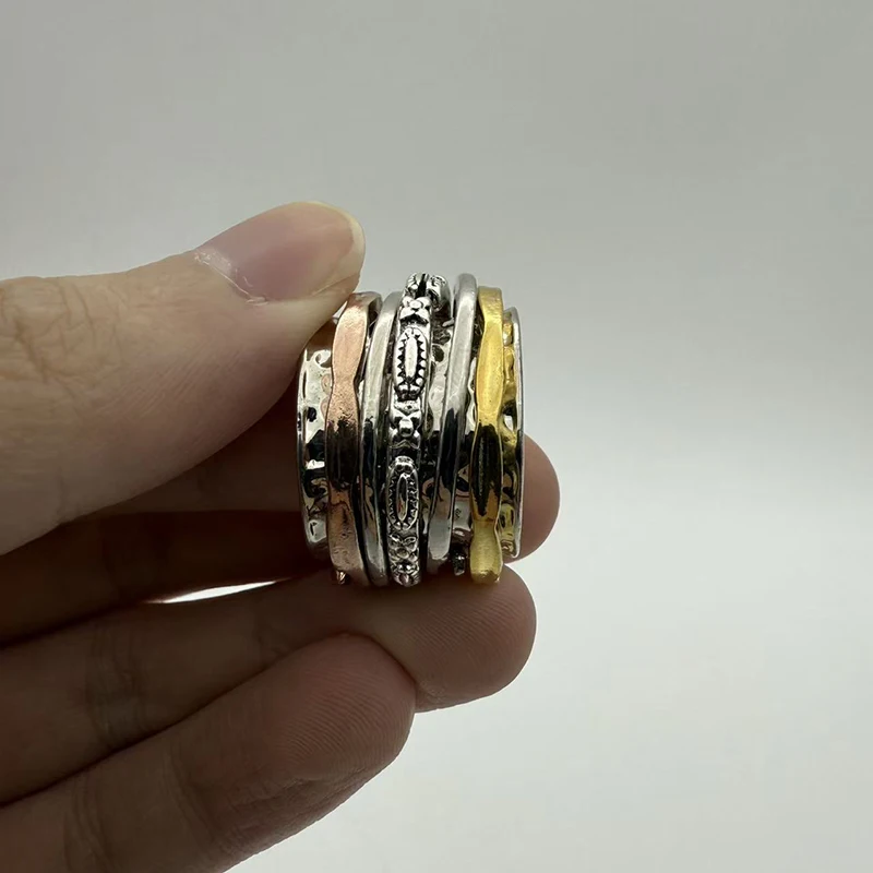 ANTIQUE DESIGN Meditation Statement Spinner Ring Jewelry