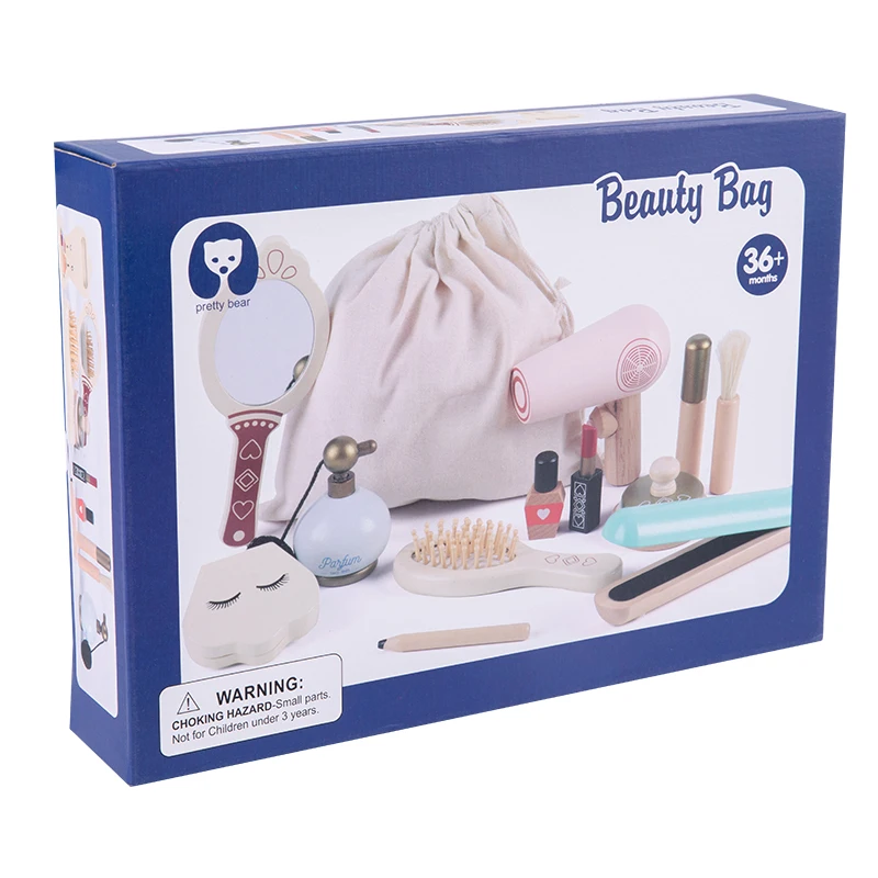 Ragazze simulazione di legno Kid Makeup Set bambini ragazze gioco rossetto Beauty Bag educazione Montessori gioca custodia cosmetica giocattoli regalo