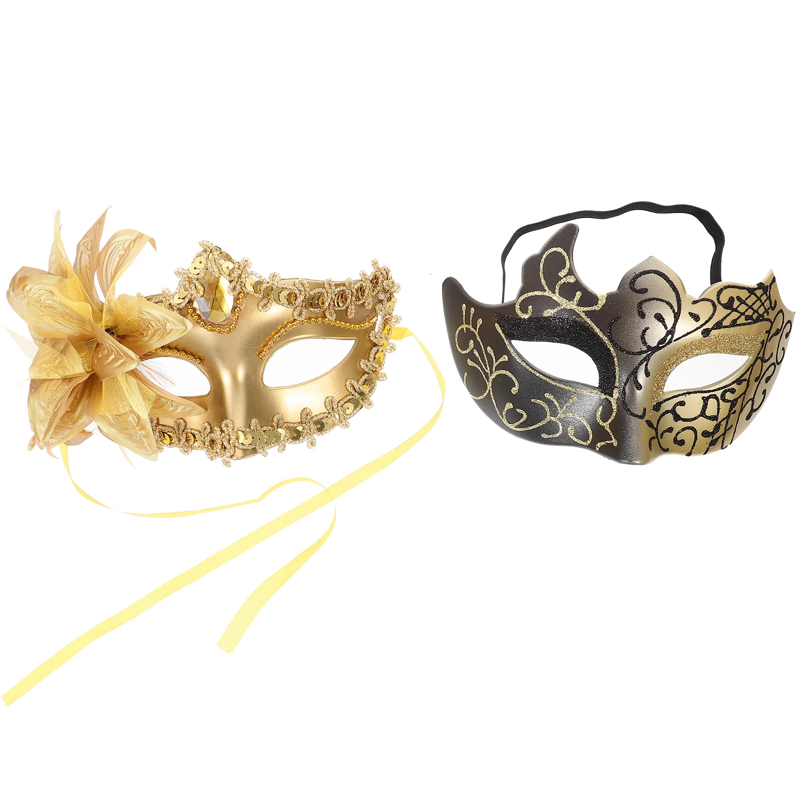 

2 Pcs Half Face Mask Side Flower for Masquerade Halloween Party Cosplay Decorative Mask Prop Festival Supply Men