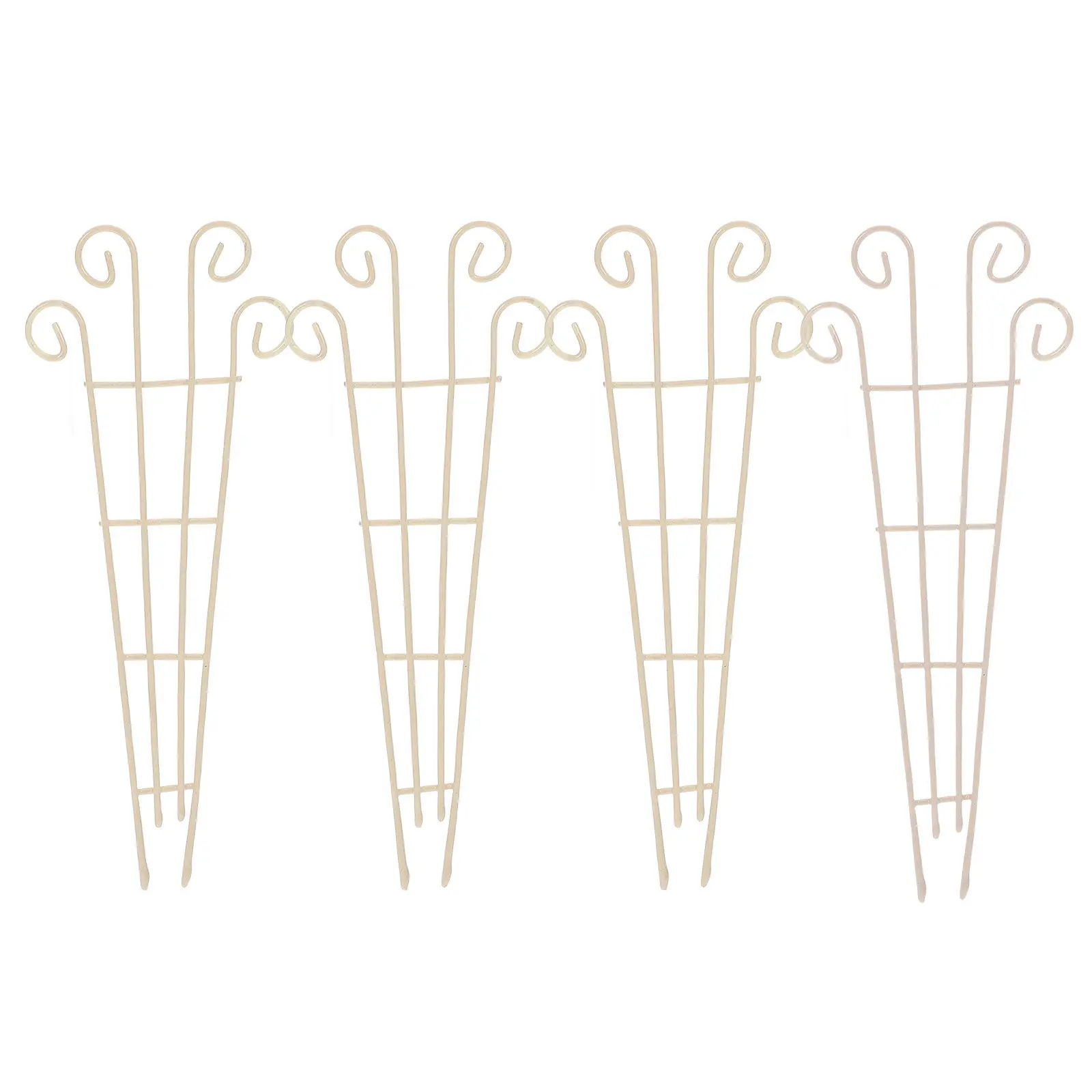 Iron Plant Trellis for Indoor Plants 4 Piece Beige Support Set for Small Pots and Climbing Vines