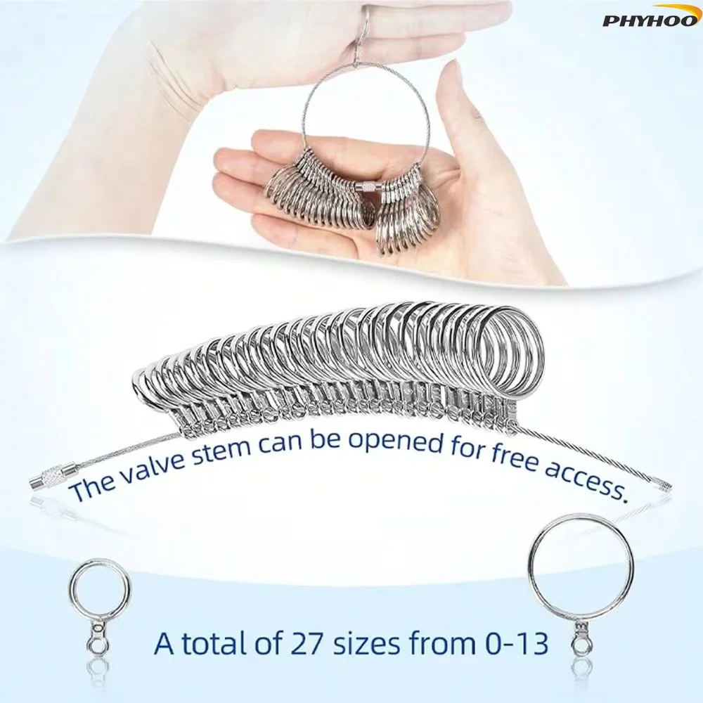 PHYHOO 6 Piece High Quality Ring Sizer Mandrel Set Jewelry Making Tools with Stainless Steel Core Shafts Fits US Sizes 0 to 13