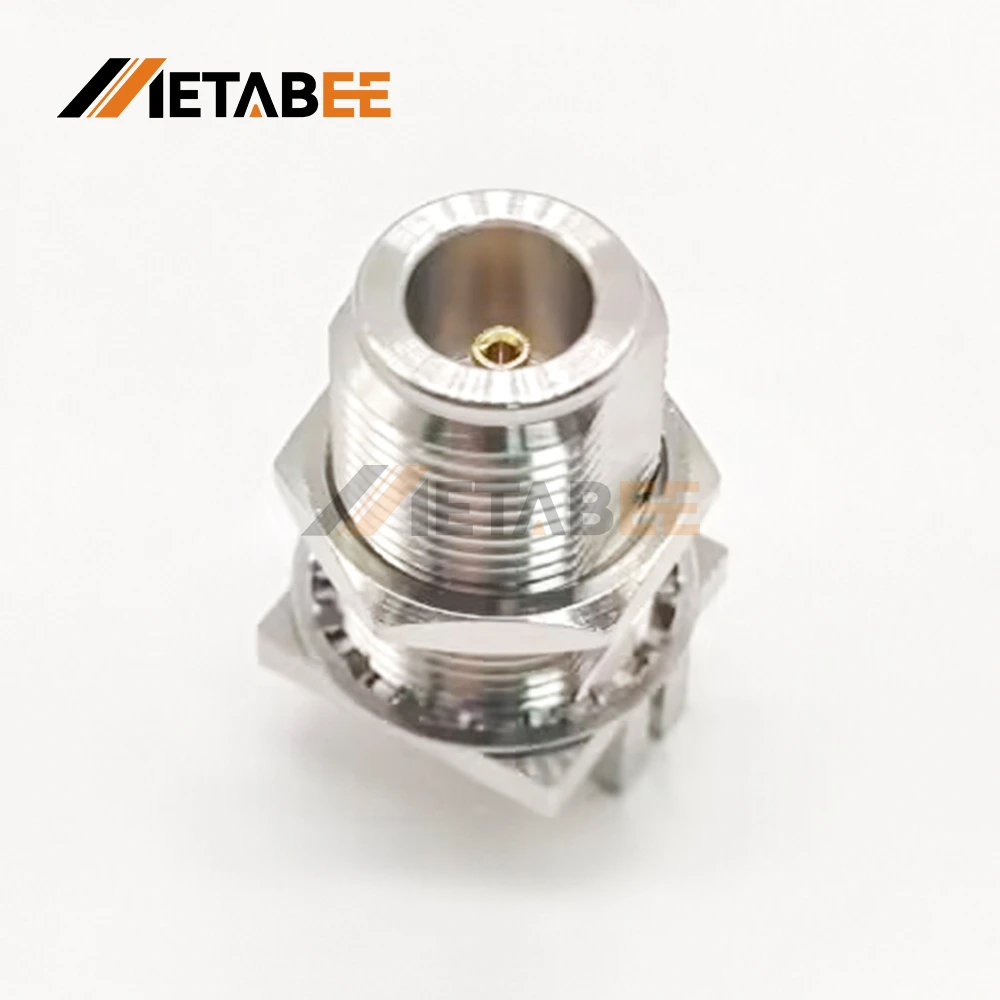 N Type Edge Mount Connector Female Bulkhead Receptacle 50 Ohm Straight PCB
